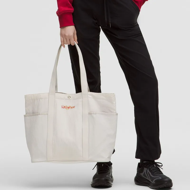 Lululemon Polyester Tote Bag Shopping Bag Handbag Shoulder Bag Unisex Light Ivory-2