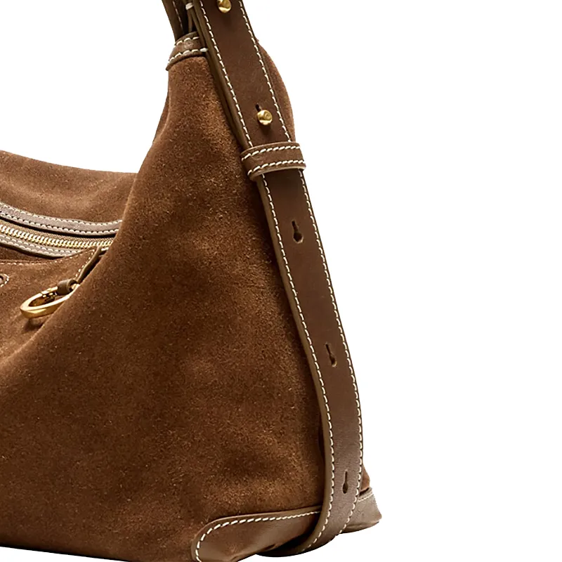 Songmont Suede Dumpling Bag Shoulder Bag Tubas Women's Sandalwood Brown-3