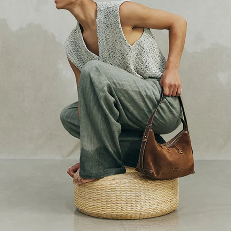 Songmont Suede Dumpling Bag Shoulder Bag Tubas Women's Sandalwood Brown-7