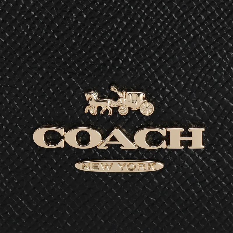 COACH Cross Grain Leather Shoulder Bag, Crossbody Bag, Handbag Trumpets Women's Black-7