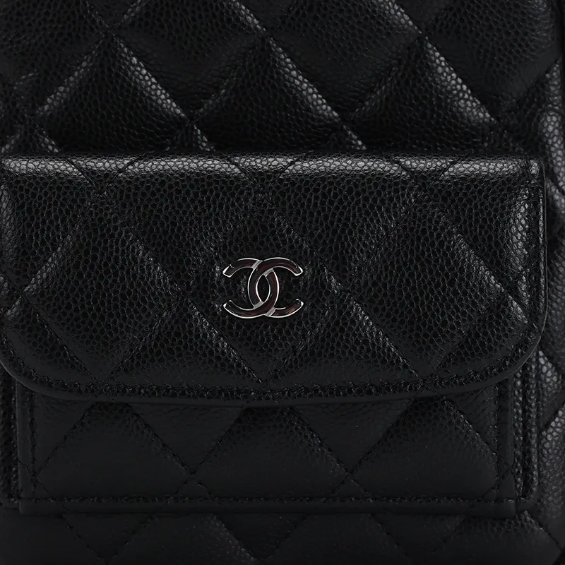CHANEL Grain Cow Leather Backpack Mini Women's Black-4