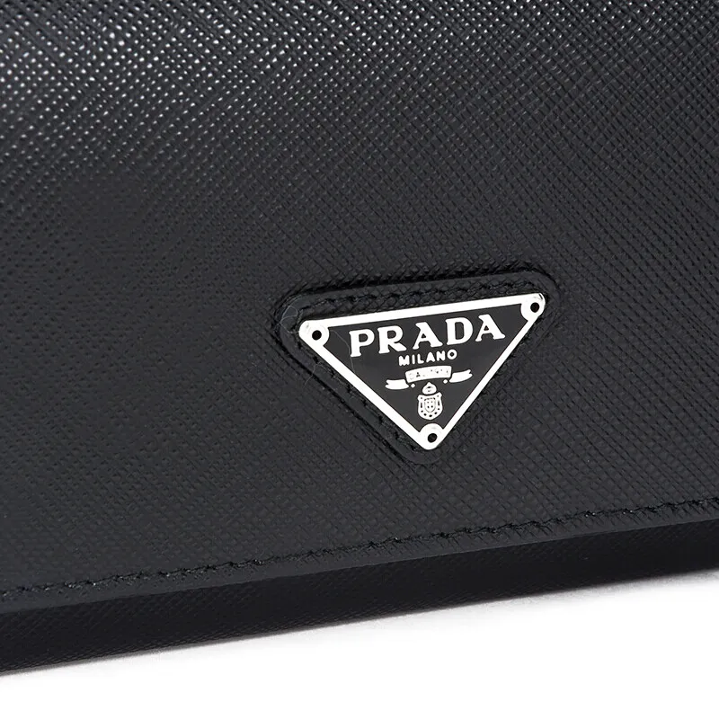 PRADA Cow Leather Evening Party Bag With Wallet Clutch Regular Women's Black-3