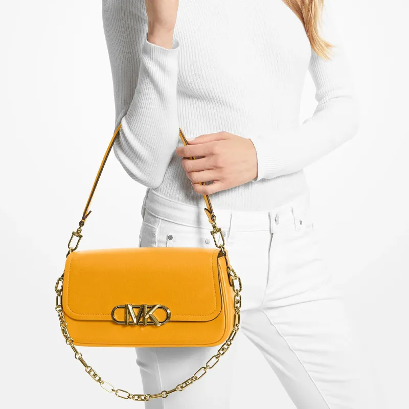 MICHAEL KORS PARKER Cow Leather Envelope Bag Handbag Shoulder Bag Medium Size Women's Saffron-4