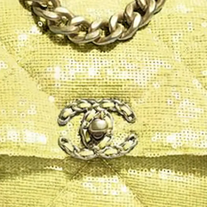CHANEL 19Bag Lambskin Flap Bag Crossbody Bag Women's Yellow-3