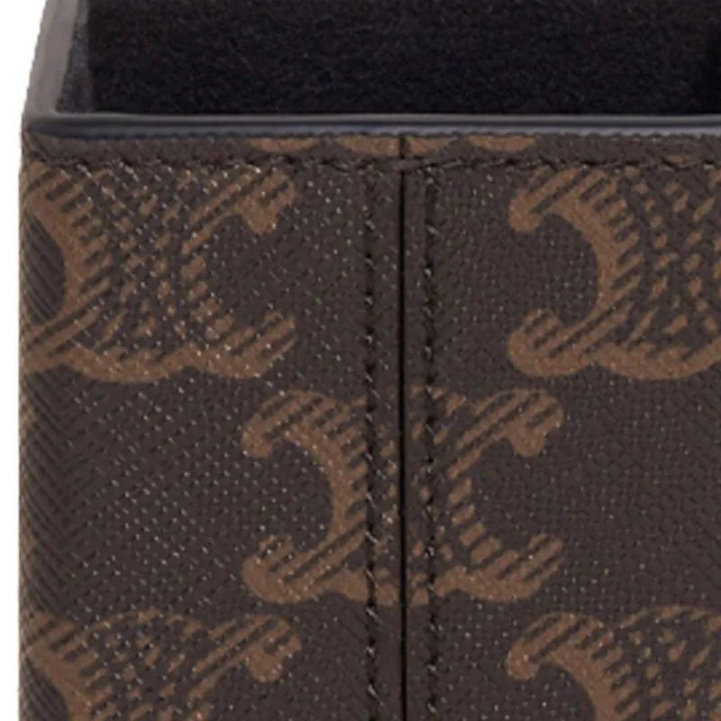 CELINE Triomphe Canvas And Cow Leather Perfume Case, Toiletry Bag, Makeup Bag Unisex Tawny-4
