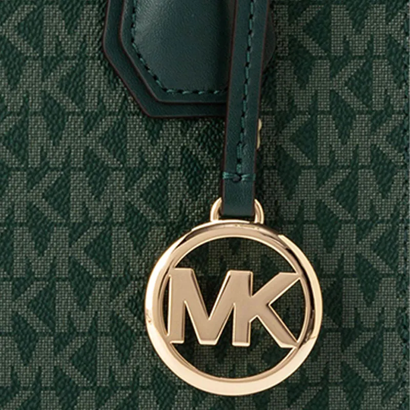 MICHAEL KORS Cow Leather Trunk Bag, Shoulder Bag, Crossbody Bag, Handbag Medium Size Women's Dark Brown & Green-2