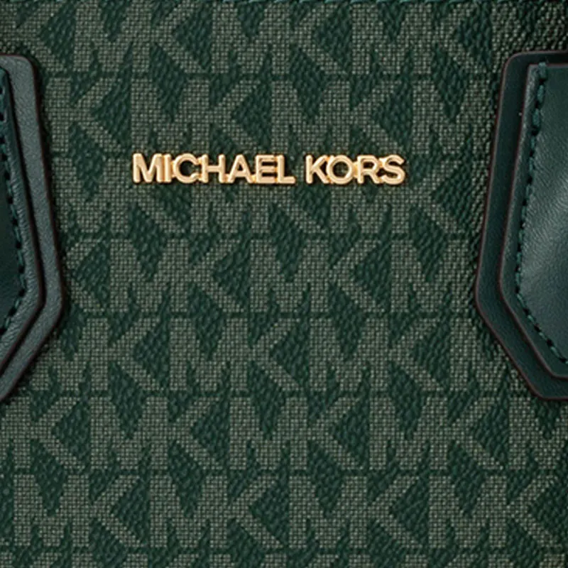 MICHAEL KORS Cow Leather Trunk Bag, Shoulder Bag, Crossbody Bag, Handbag Medium Size Women's Dark Brown & Green-1