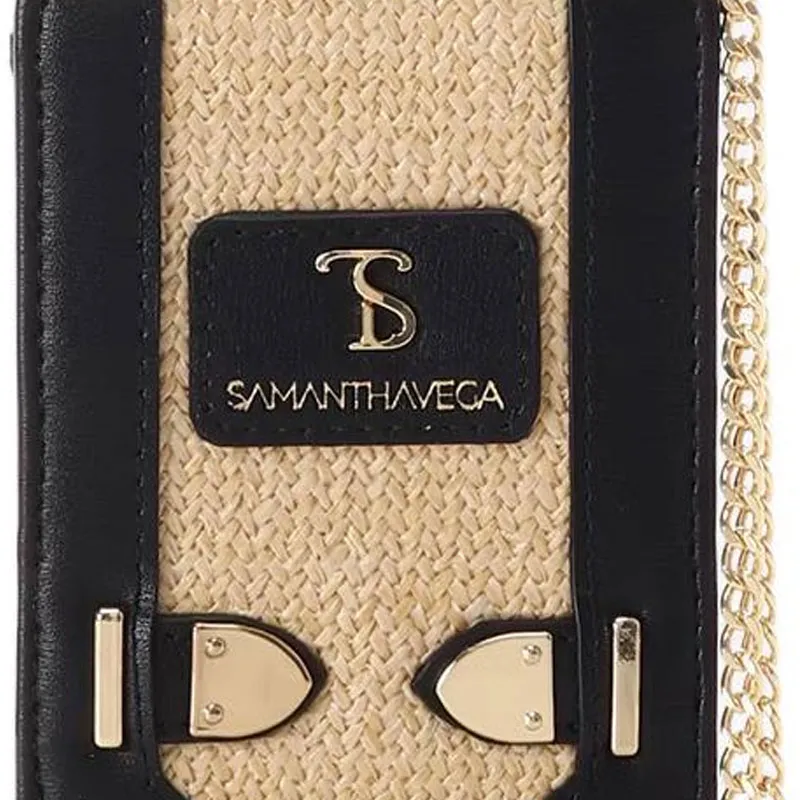 SAMANTHA THAVASA Cotton Synthetic Leather And Polyester Blend Card Holder Women's Black-4