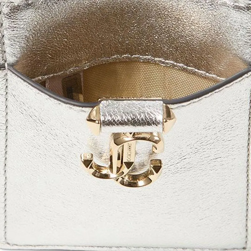 Jimmy Choo Nappa Leather Card Holder Women's Silver-4