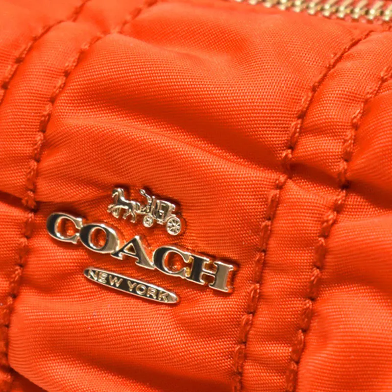 COACH Boxy Nylon Makeup Bag, Toiletry Bag Small Size Women's Orange Red-3
