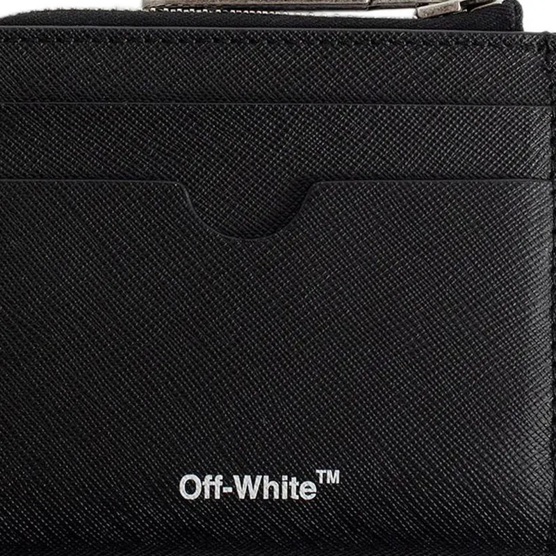 OFF WHITE Diag Print 4 Card Slot Zip Wallet Black/White-4