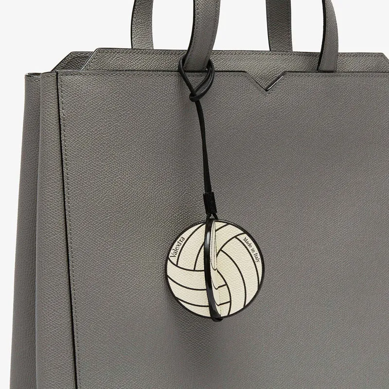 Valextra Calfskin Volleyball Charm Bag Merchandise Women's White & Black-3