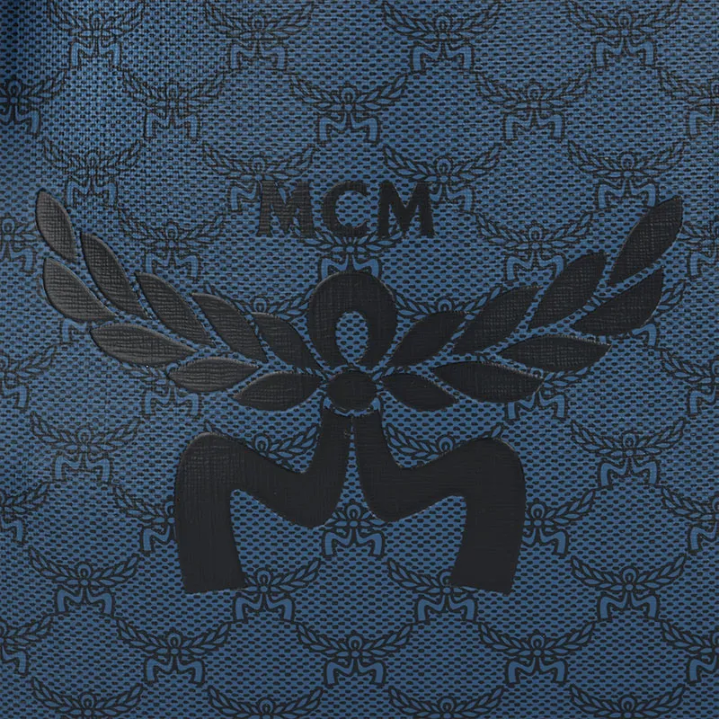 MCM Leather Tote Bag, Shopping Bag, Shoulder Bag, Handbag Women's Marine Blue-4