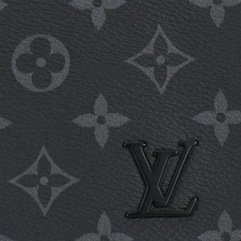 LOUIS VUITTON Canvas Messenger Bag, Shoulder Bag, Crossbody Bag Medium Size Men's Black-4