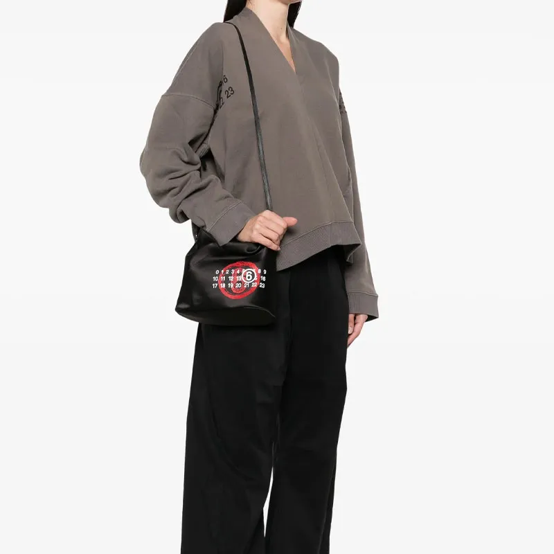 MM6 Maison Margiela Calfskin One Shoulder Handbag Women's Black-4