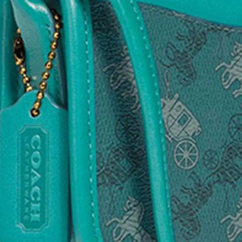 COACH Turnlock Leather Shoulder Bag, Crossbody Bag Small Size Women's Lake Green-4
