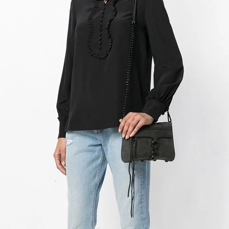 REBECCA MINKOFF Genuine Leather Crossbody Bag Shoulder Bag Women's Black-4