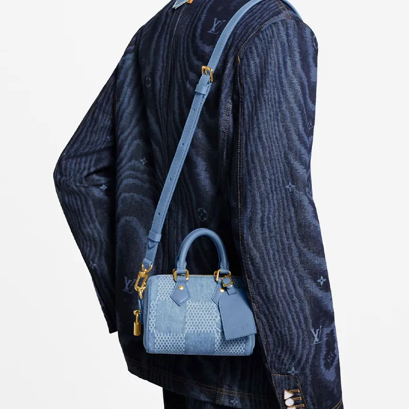 LOUIS VUITTON Cotton Canvas Handbag Regular Women's Blue-6