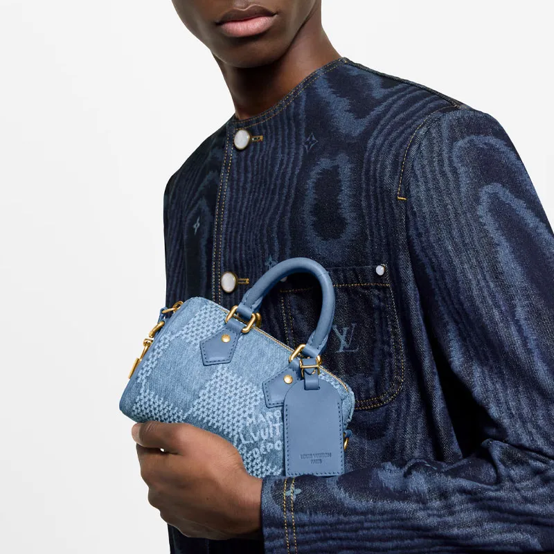 LOUIS VUITTON Cotton Canvas Handbag Regular Women's Blue-5