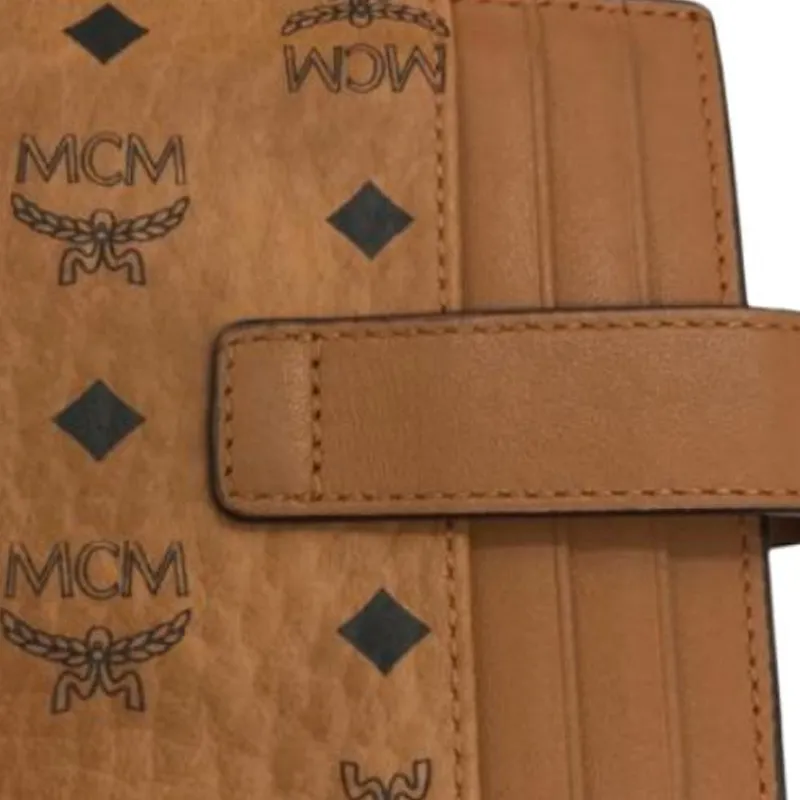 MCM Essential Visetos Origina Canvas Card Holder Mini Unisex Cognac-3