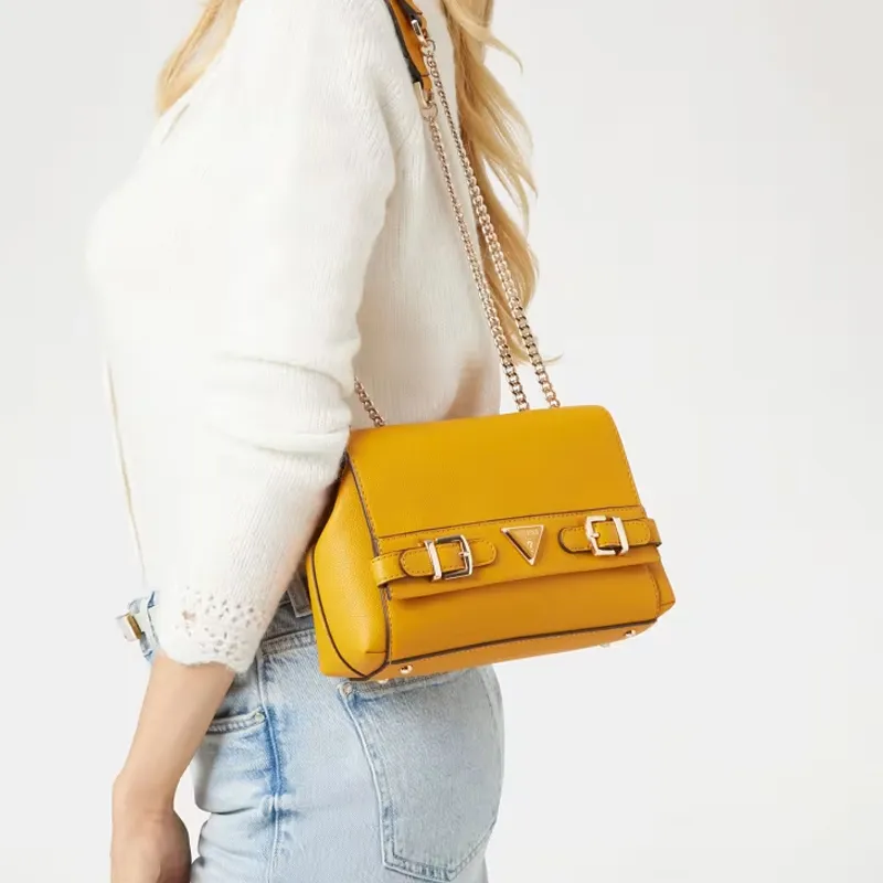 GUESS Polyurethane Handbag Shoulder Bag Crossbody Bag Women's Yellow-4