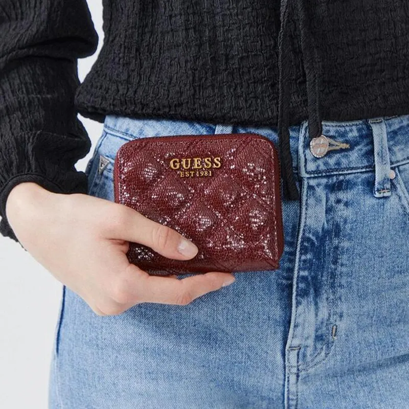 GUESS PU Polyurethane Card Holder Women's Burgundy-3