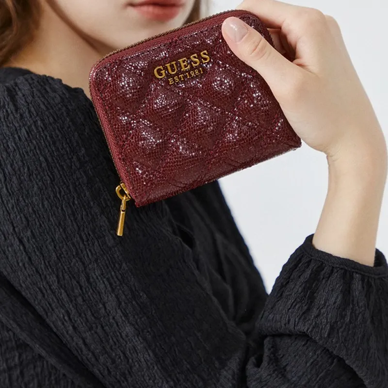 GUESS PU Polyurethane Card Holder Women's Burgundy-4
