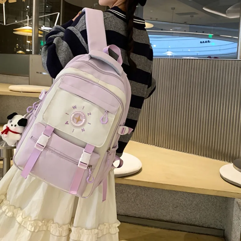 H YXIANG Nylon Backpack Regular Women's Multicolor-1