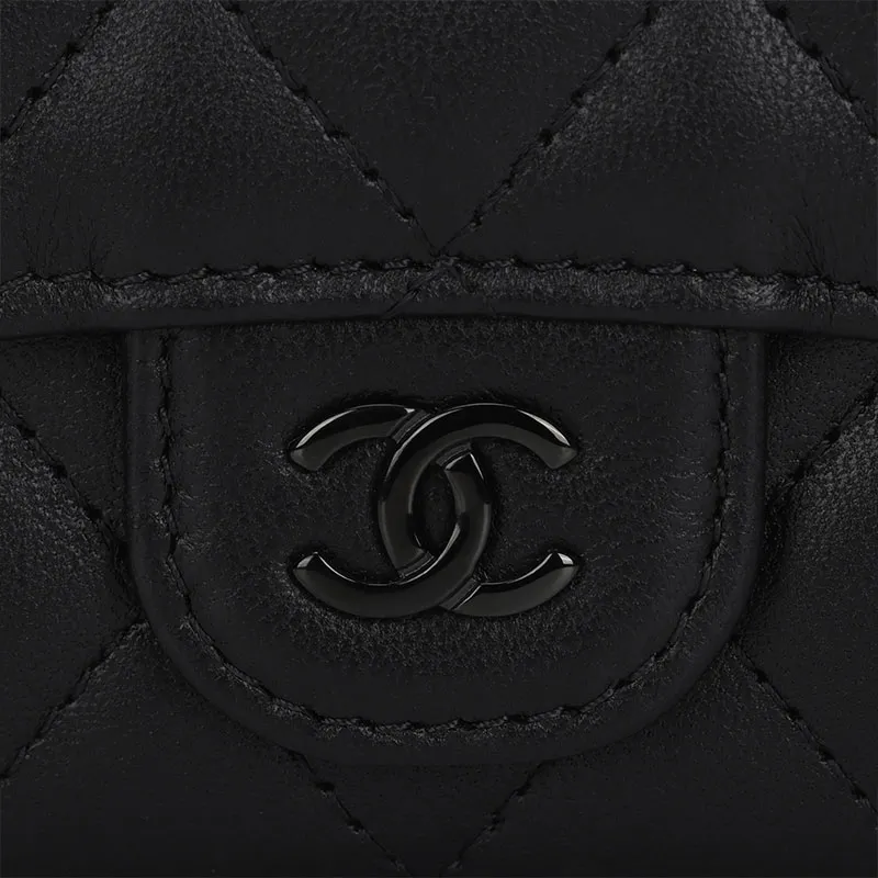 CHANEL Classic Flap CF Sheepskin Flap Coin Purse, Flap Card Holder Women's Black-4