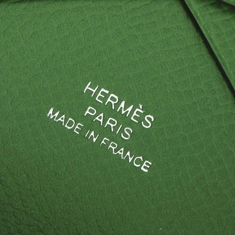 HERMES Calvi Epsom Calfskin Card Holder Women's A8 Yuka Ribbon Green-4