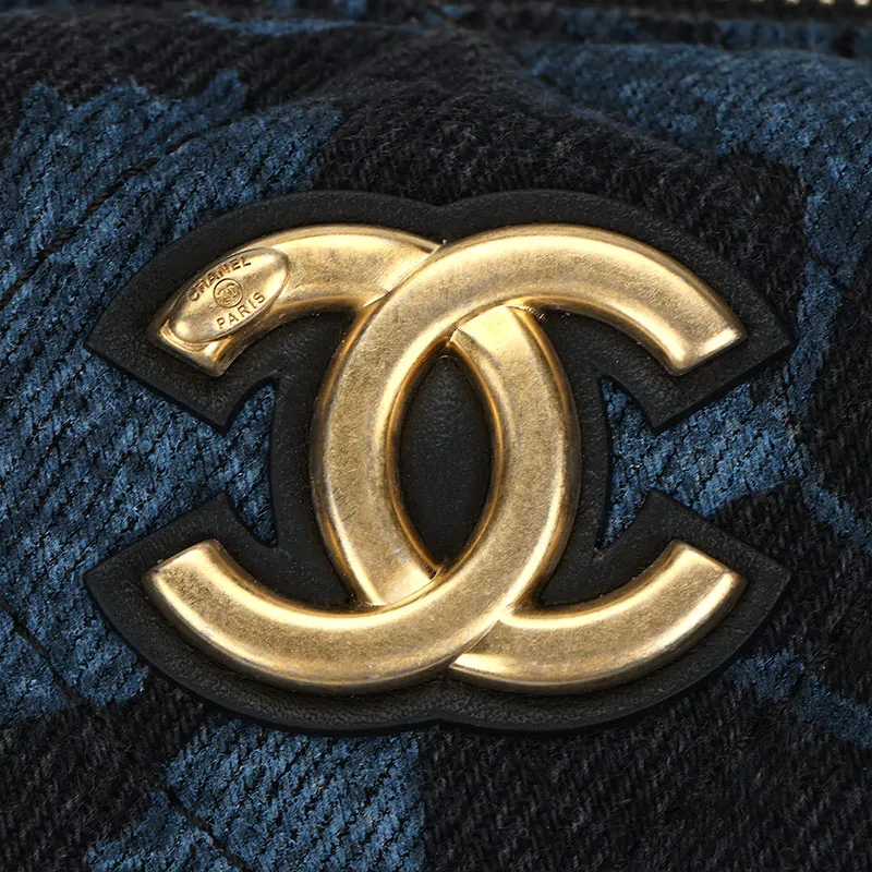 CHANEL Denim Bowling Bag, Shoulder Bag, Crossbody Bag, Handbag Women's Charcoal Black & Blue-4