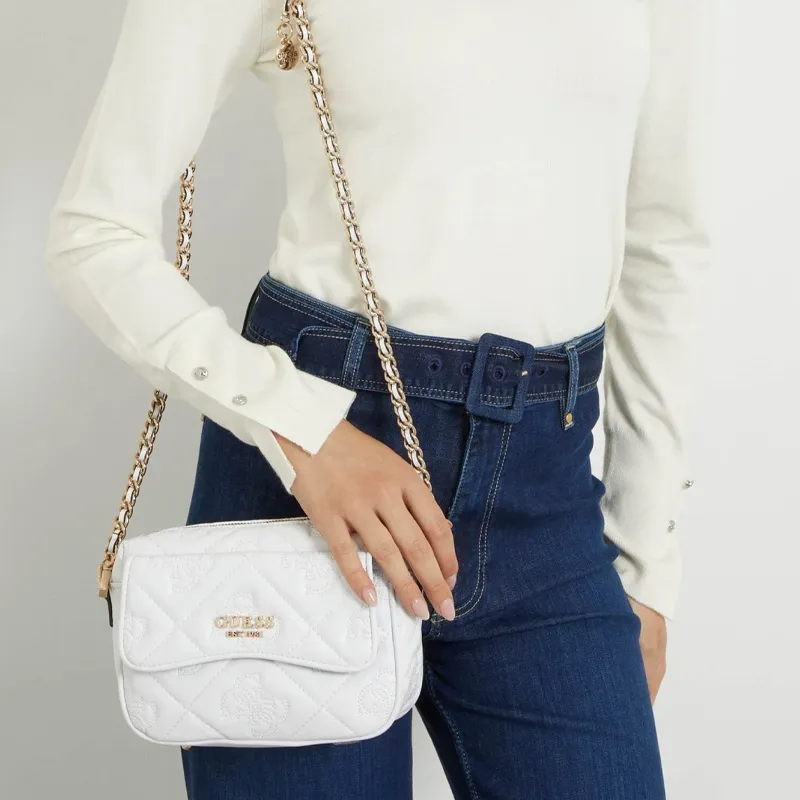 GUESS Polyurethane Camera Bags Crossbody Bag Shoulder Bag Women's White-2