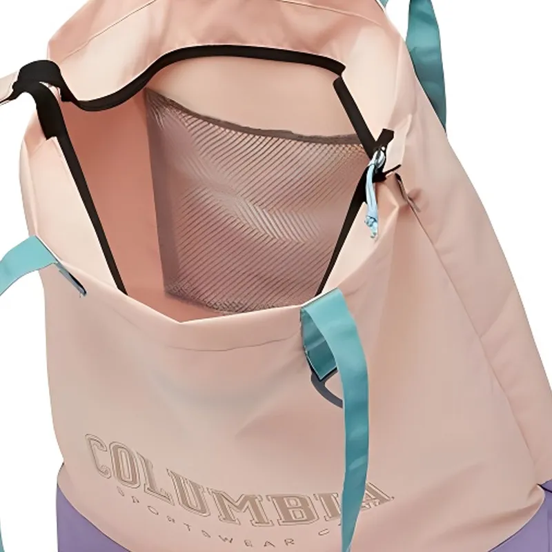 Columbia Polyester Tote Bag Shopping Bag Shoulder Bag Handbag Unisex Peachy Pink Matte Purple-4