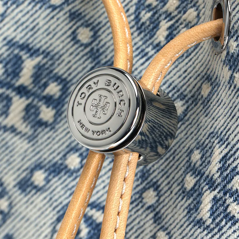 TORY BURCH T Monogram Denim Bucket Bag Powder Blue-4