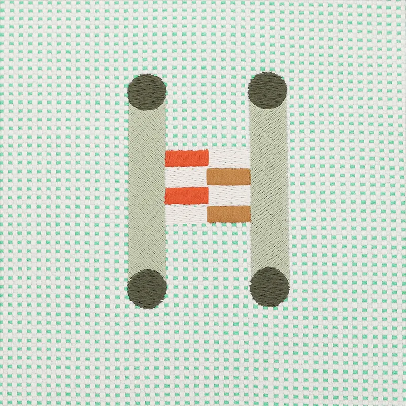 HERMES Bolide Crazy H Cotton Storage Bag Medium Size Women's Cloud White & Mint Green-4