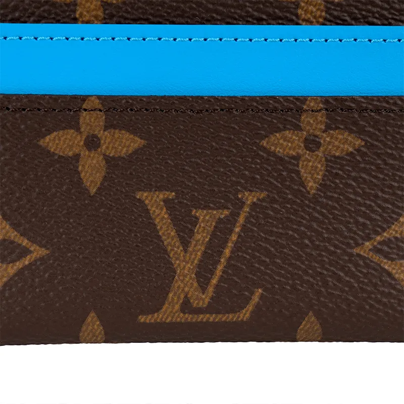LOUIS VUITTON Leather Card Holder Regular Unisex Blue & Brown-5