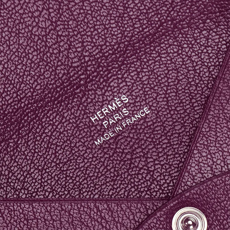 HERMES Chamkila Goat Skin Handheld Card Holder Women's Silver Lotus Purple-5