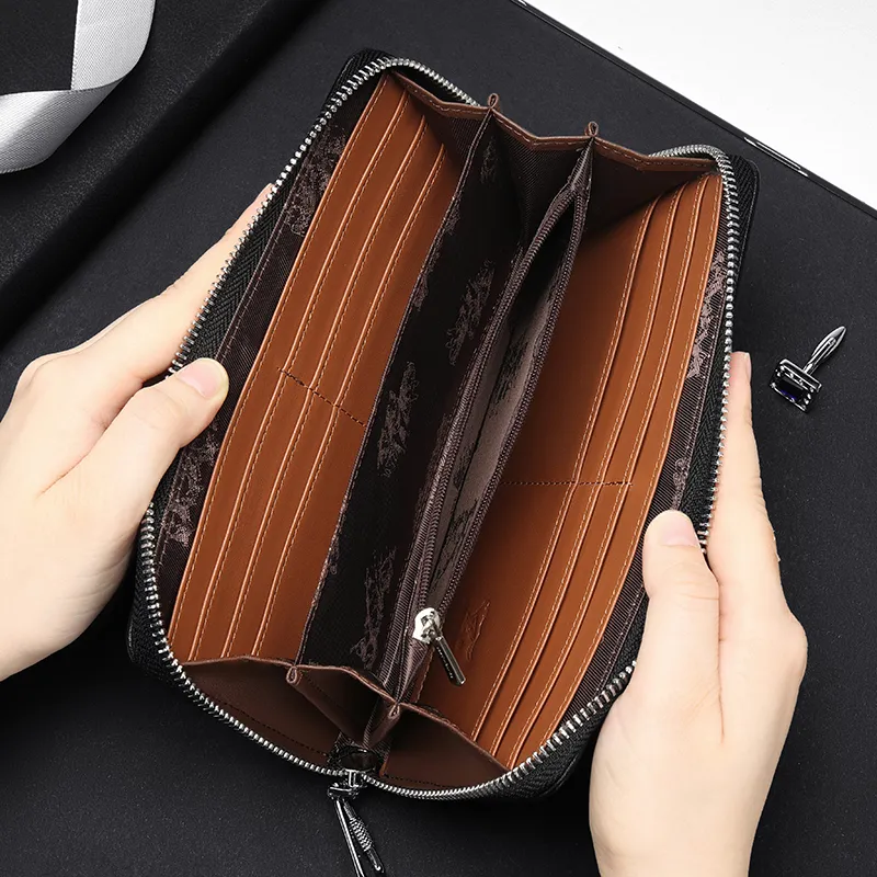 SEPTWOLVES Cow Leather Clutch Men Black-3