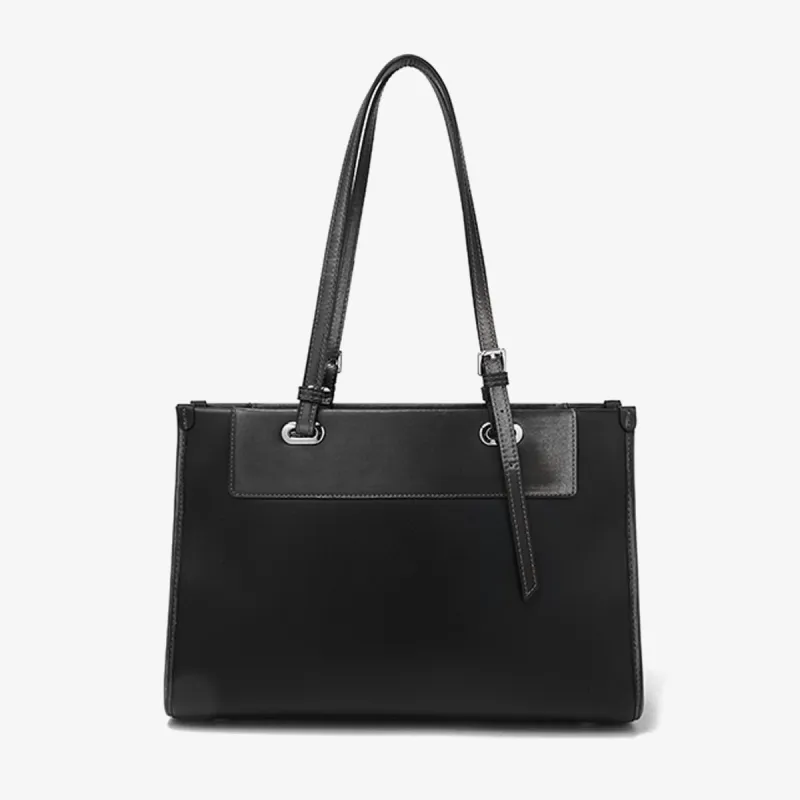 FOXER Cow Leather Zippered Tote Bag Shoulder Bag Regular Women's Black-3