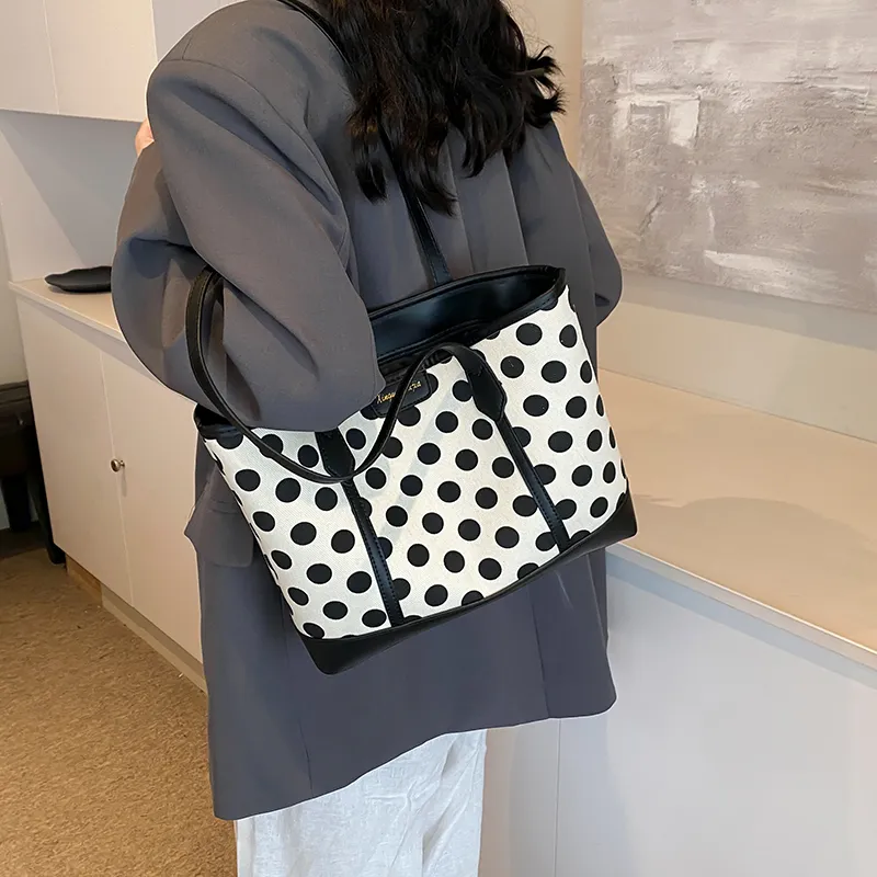 Morellybear PU Tote Bag Shopping Bag Shoulder Bags Regular Women's Black/White-3