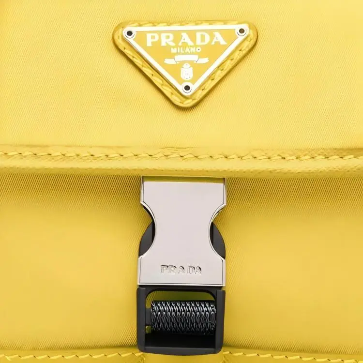 PRADA Fabric With Leather Cell Phone Pouch Crossbody Bags Unisex Yellow-2