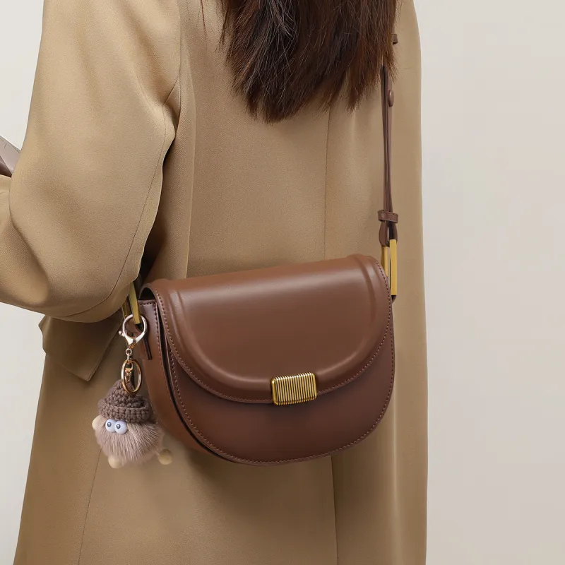 PT'SON Cow Leather With Synthetic Leather Shoulder Bag, Crossbody Bag Regular Women's Coffee-4