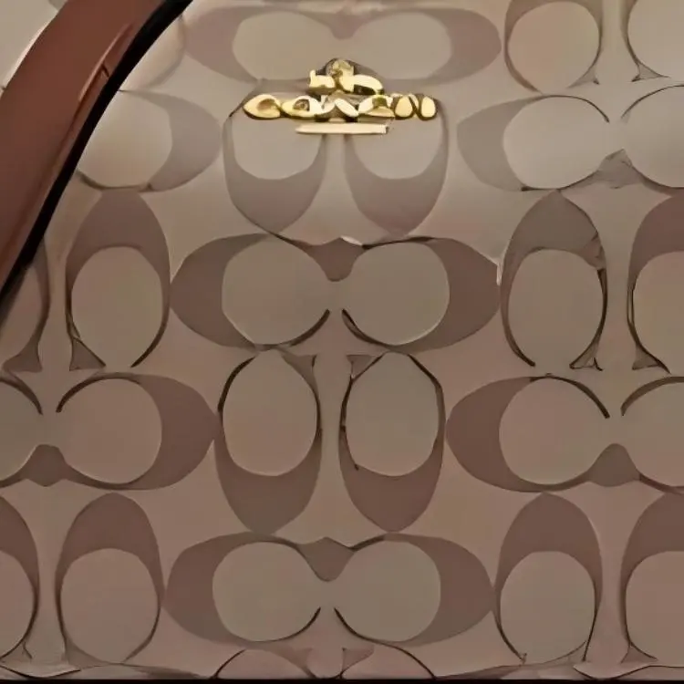 COACH Lewis Leather Shoulder Bag Crossbody Bag Handbag Medium Size Women's Khaki Monogram Color-4