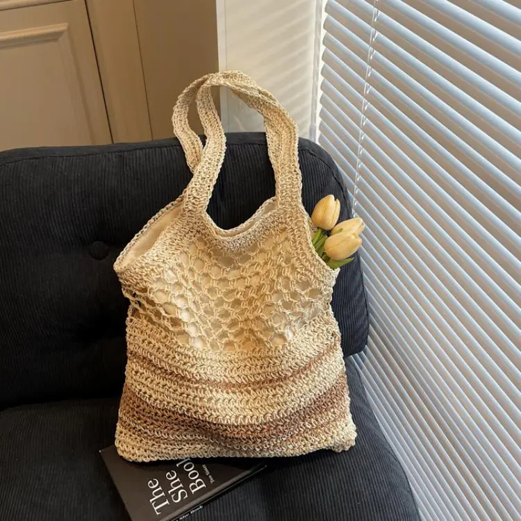 Wenpercy Straw Woven Shoulder Bag Women's Multicolor-5