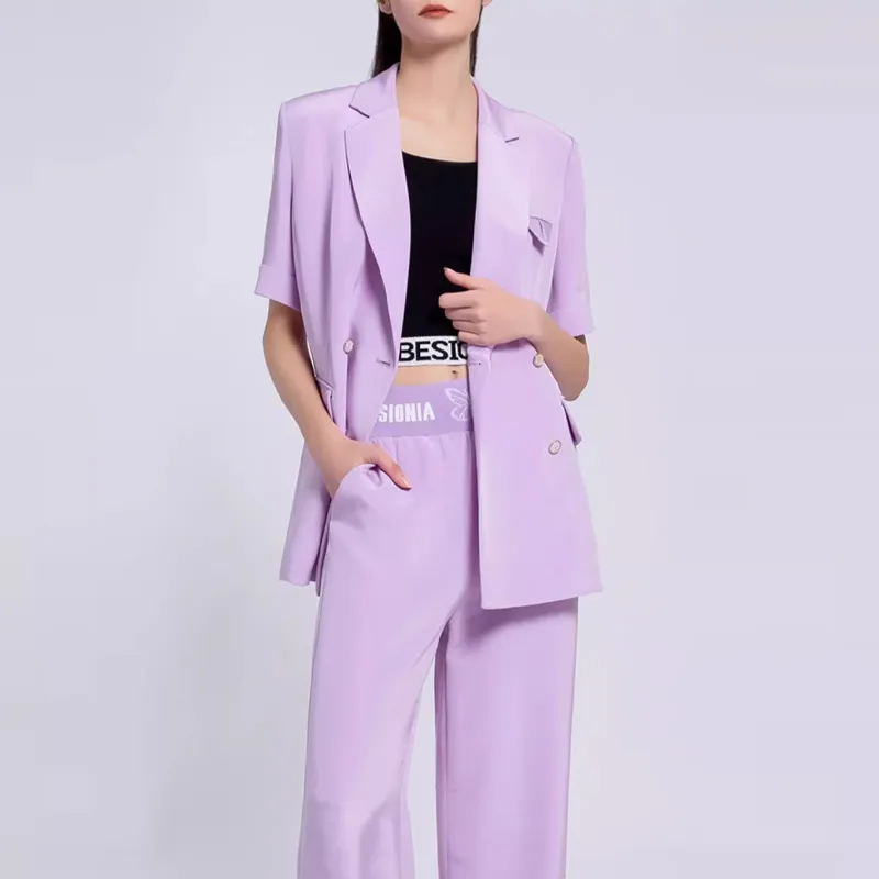 BESIONIA SS22 Business Suits Coats Women's Light Purple-2