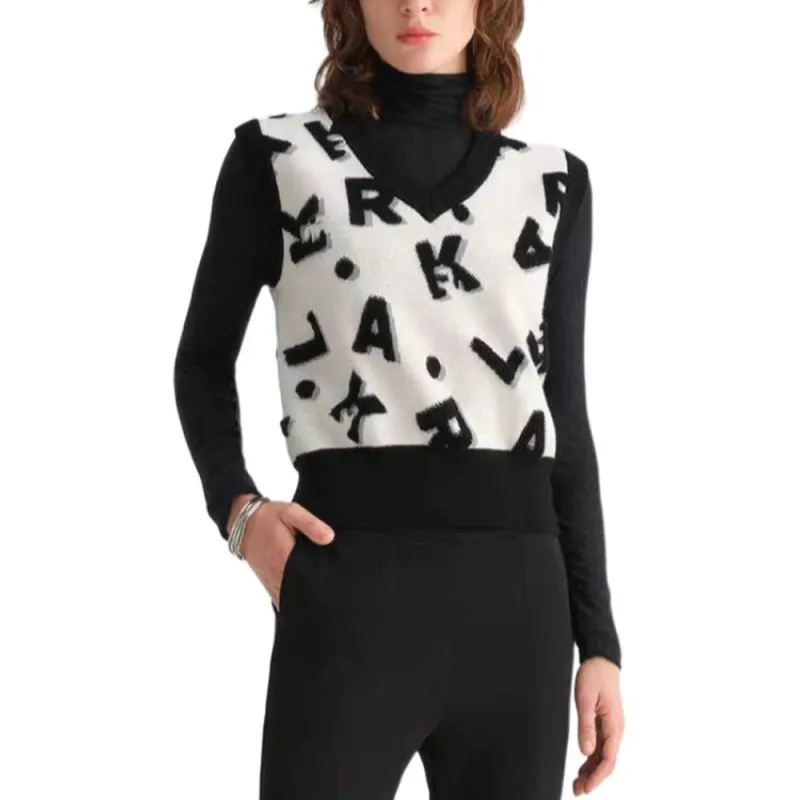 KARL LAGERFELD FW23 Tank Top Women's Black White-1