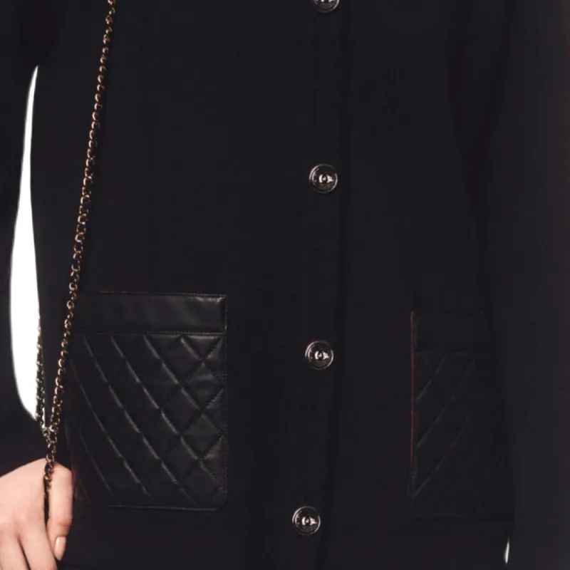 CHANEL 24 Fall Winter Leather Jacket Women's Black-4