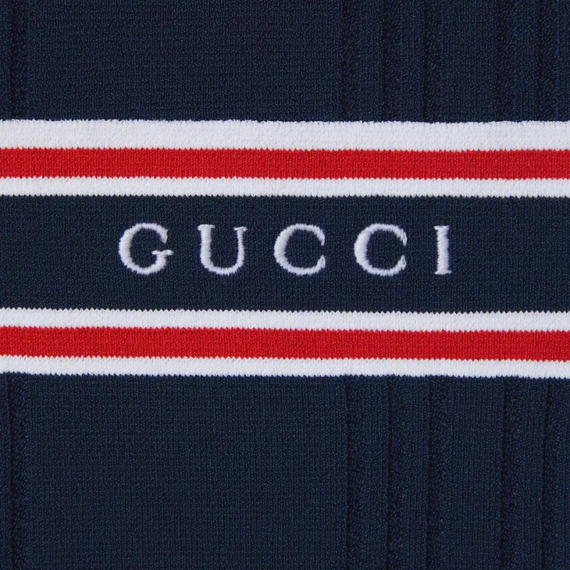 GUCCI Striped Trim Polo Top-4
