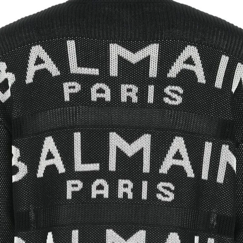 BALMAIN All Over Logo Crewneck Sweater-4