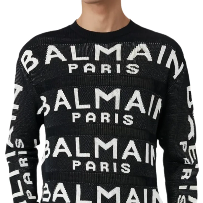 BALMAIN All Over Logo Crewneck Sweater-2